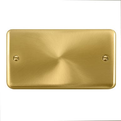Curved Satin Brass 2 Gang Blank Plate