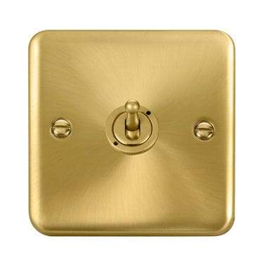 Curved Satin Brass 10AX 1 Gang 2 Way Toggle Light Switch - SE Home