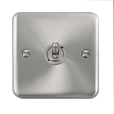Curved Satin Chrome 10AX 1 Gang 2 Way Toggle Switch