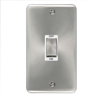 Curved Satin Chrome 45A Ingot 2 Gang DP Switch - White Trim