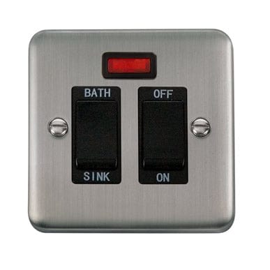 Curved Stainless Steel 20A DP Sink/Bath Switch With Neon - Black Trim
