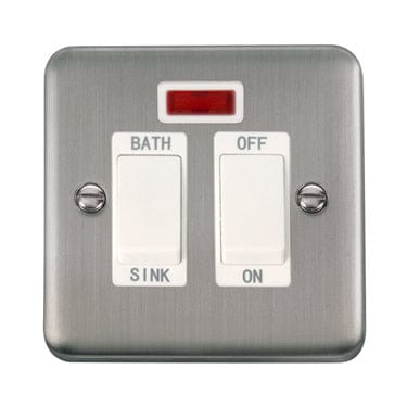 Curved Stainless Steel 20A DP Sink/Bath Switch With Neon - White Trim
