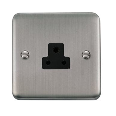 Curved Stainless Steel 2A Round Pin Socket - Black Trim