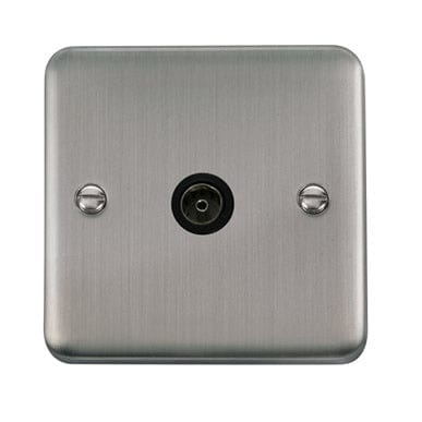 Curved Stainless Steel Single Coaxial Outlet - Black Trim - SE Home