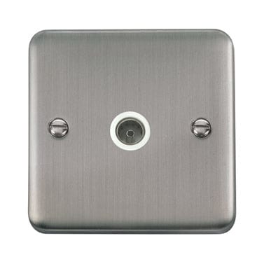 Curved Stainless Steel Single Coaxial Outlet - White Trim - SE Home