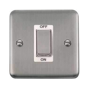 Curved Stainless Steel 45A Ingot 1 Gang DP Switch - White Trim