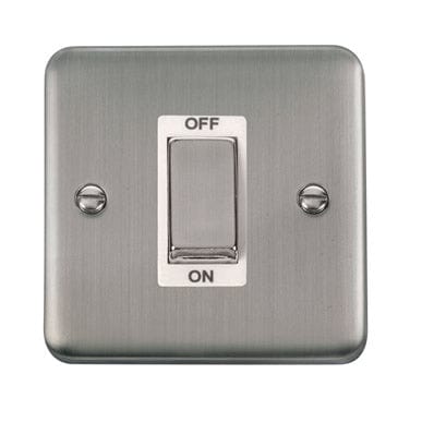 Curved Stainless Steel 45A Ingot 1 Gang DP Switch - White Trim - SE Home