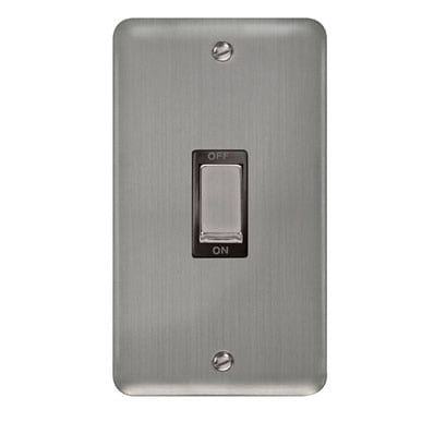 Curved Stainless Steel 45A Ingot 2 Gang DP Switch - Black Trim - SE Home