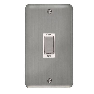 Curved Stainless Steel 45A Ingot 2 Gang DP Switch - White Trim - SE Home