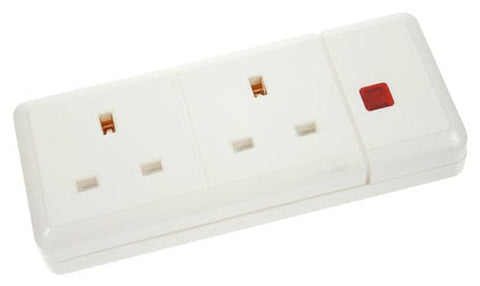 13A 2 Gang Trailing Socket + Neon - White - SE Home