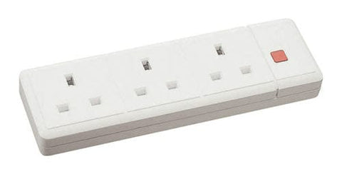 13A 3 Gang Trailing Socket + Neon - White - SE Home