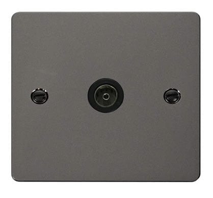 Flat Plate Black Nickel 1 Gang Coaxial Socket - SE Home