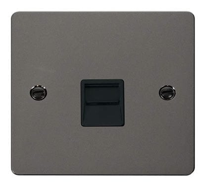 Flat Plate Black Nickel Single Telephone Socket Master - SE Home