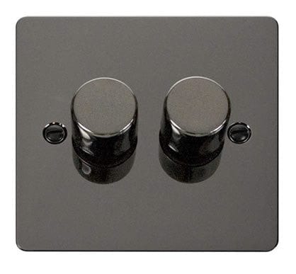 Flat Plate Black Nickel 2 Gang 2 Way 400w Dimmer Light Switch - SE Home
