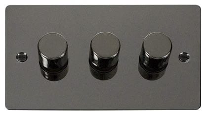 Flat Plate Black Nickel 3 Gang 2 Way 400w Dimmer Light Switch - SE Home
