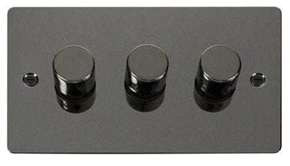 Flat Plate Black Nickel 3 Gang 2 Way 400w Dimmer Light Switch  