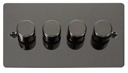 Flat Plate Black Nickel 4 Gang 2 Way 400w Dimmer Light Switch - SE Home