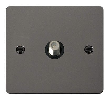 Flat Plate Black Nickel 1 Gang Satellite Socket - SE Home