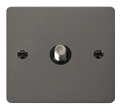 Flat Plate Black Nickel 1 Gang Satellite Socket   