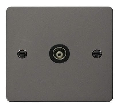 Flat Plate Black Nickel 1 Gang Isolated Coaxial Socket - SE Home