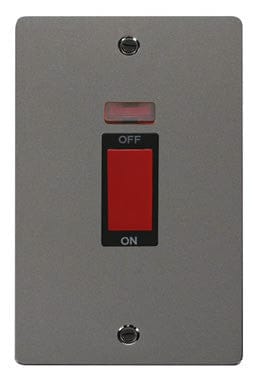 Flat Plate Black Nickel 2 Gang 45A DP Switch + Neon - SE Home