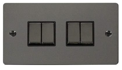 Flat Plate Black Nickel Ingot 10AX 4 Gang 2 Way Light Switch - SE Home