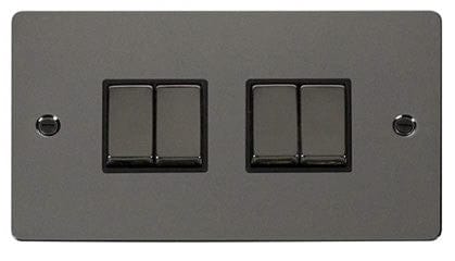 Flat Plate Black Nickel Ingot 10AX 4 Gang 2 Way Light Switch   