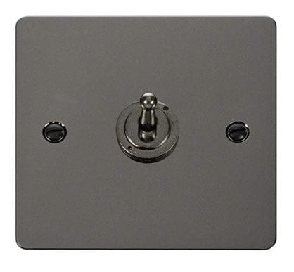 Flat Plate Black Nickel 10AX 1 Gang 2 Way Toggle Light Switch  