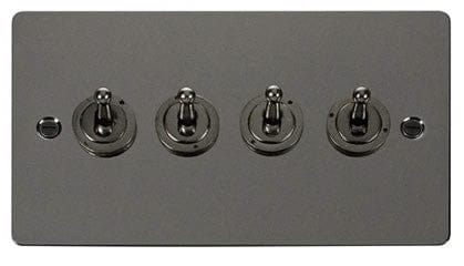 Flat Plate Black Nickel 10AX 4 Gang 2 Way Toggle Light Switch - SE Home