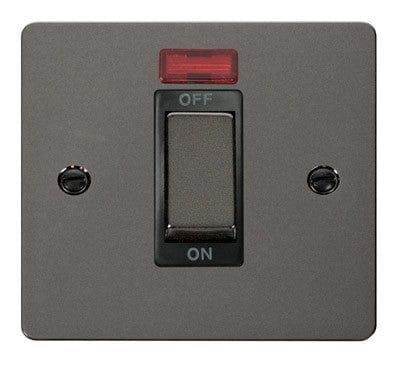 Flat Plate Black Nickel Ingot 1 Gang 45A DP Switch With Neon  