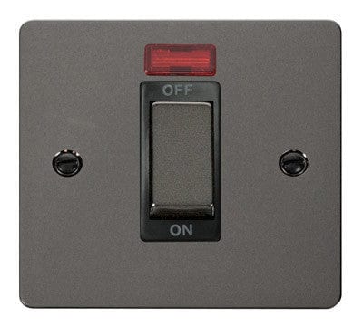 Flat Plate Black Nickel Ingot 1 Gang 45A DP Switch With Neon - SE Home