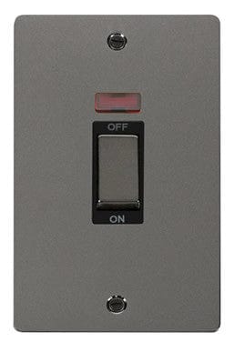 Flat Plate Black Nickel Ingot 2 Gang 45A DP Switch With Neon - SE Home