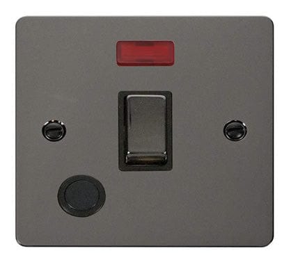 Flat Plate Black Nickel Ingot 20A 1 Gang DP Switch + Flex + Neon - SE Home