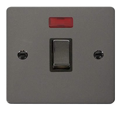 Flat Plate Black Nickel Ingot 20A 1 Gang DP Switch + Neon - SE Home