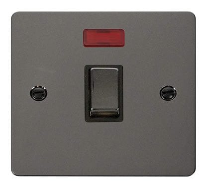 Flat Plate Black Nickel Ingot 20A 1 Gang DP Switch  + Neon   