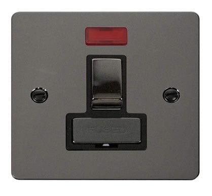 Flat Plate Black Nickel Ingot 13A Switched Connection Unit + Neon - SE Home