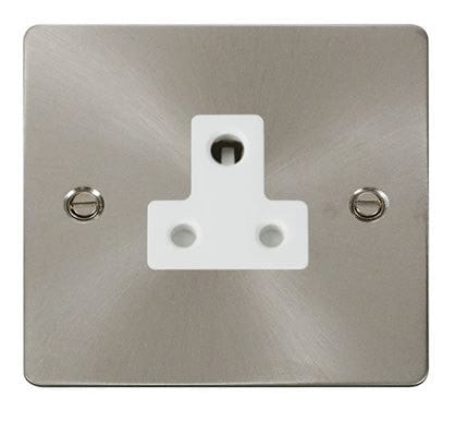 Flat Plate Satin Chrome 5A Round Pin Socket - White Trim - SE Home