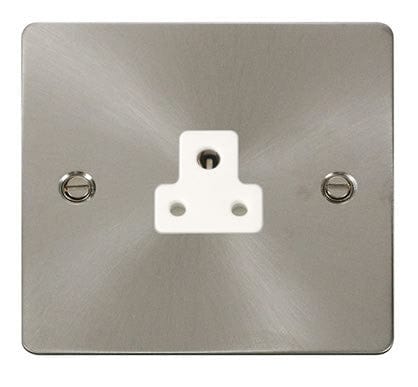 Flat Plate Satin Chrome 2A Round Pin Socket - White Trim - SE Home