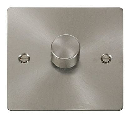 Flat Plate Satin Chrome 1 Gang 2 Way 400w Dimmer Light Switch - SE Home