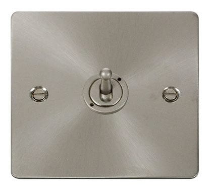 Flat Plate Satin Chrome 10AX 1 Gang 2 Way Toggle Light Switch