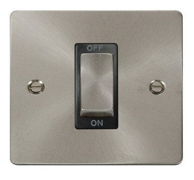 Flat Plate Satin Chrome Ingot 1 Gang 45A DP Switch - Black Trim