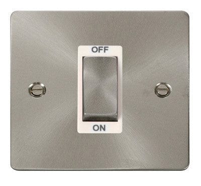 Flat Plate Satin Chrome Ingot 1 Gang 45A DP Switch - White Trim - SE Home