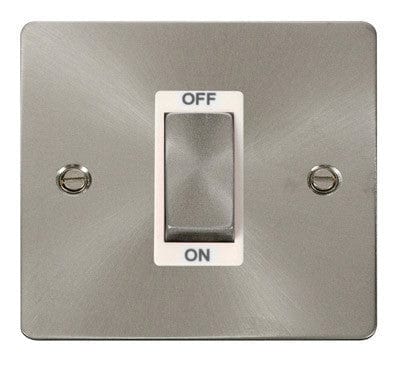 Flat Plate Satin Chrome Ingot 1 Gang 45A DP Switch - White Trim