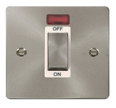 Flat Plate Satin Chrome Ingot 1 Gang 45A DP Switch With Neon - White Trim