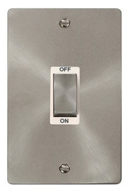 Flat Plate Satin Chrome Ingot 2 Gang 45A DP Switch - White Trim - SE Home