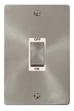 Flat Plate Satin Chrome Ingot 2 Gang 45A DP Switch - White Trim