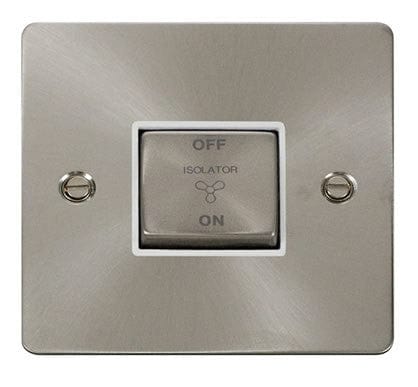 Flat Plate Satin Chrome Ingot 10A 3 Pole Fan Isolation Switch - White Trim - SE Home