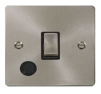 Flat Plate Satin Chrome Ingot 20A 1 Gang DP Switch + Flex   - Black Trim