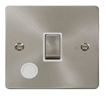 Flat Plate Satin Chrome Ingot 20A 1 Gang DP Switch + Flex   - White Trim