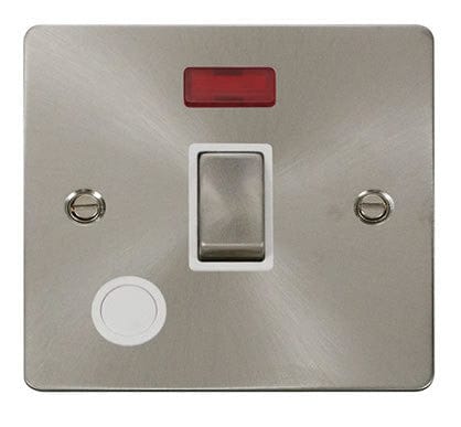Flat Plate Satin Chrome Ingot 20A 1 Gang DP Switch + Flex + Neon - White Trim - SE Home